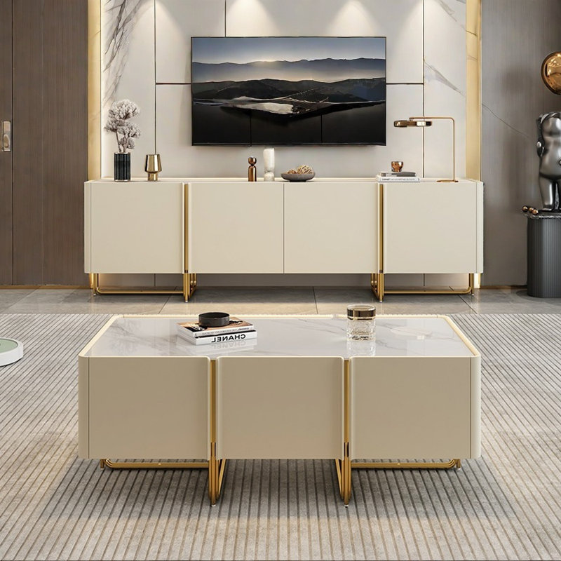 Meuble télé pour la maison jumelé à une table basse