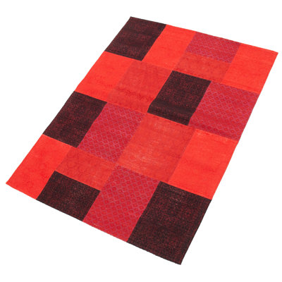 Tapis de zone rouge touffeté à la main collage Shane