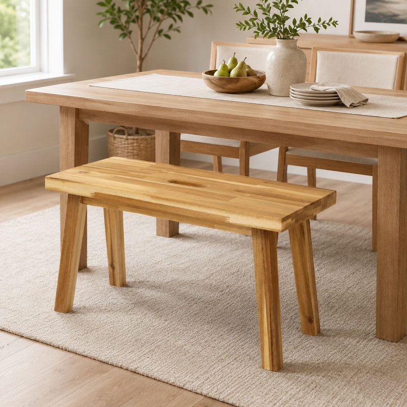 26'' Solid Acacia Wood Entryway Bench