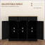 Buffet moderne noir vieilli avec plateau en bois d'hévéa massif | 3 tiroirs, 2 portes, tablette réglable | Structure en bois d'ingénierie