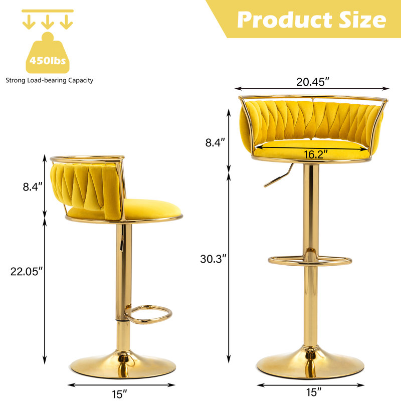 Tabouret de bar Christal, Or, Jaune