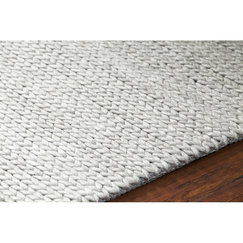 Tapis de zone argenté tissé à la main Burtle, Rectangle 5 pi x 7 pi 6 po