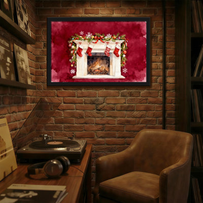 Christmas Christmas Fireplace With Stockings And Garland