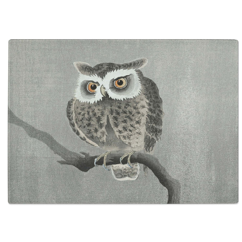 Glass Long-Eared Owl Upon A Tree by Ohara Koson Chopping Board, 39 cm W x 28.5 cm L