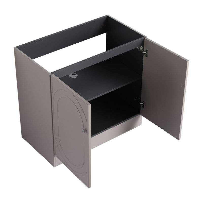 Meuble-lavabo kaki 36 po - Portes d'armoire à fermeture en douceur de style moderne en contreplaqué avec fonction spacieuse