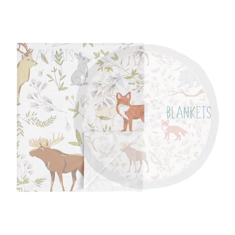 Blue and White Woodland Animal Cotton Sheer Window Panels