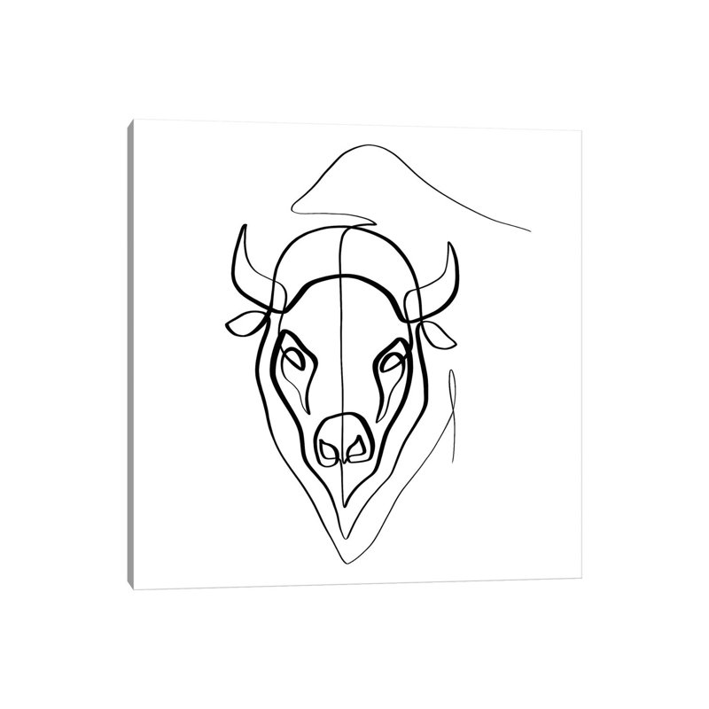 Bison par Dane Khy - reproduction d'art sur toile tendue, H 12 po x l 12 po x P 0,75 po