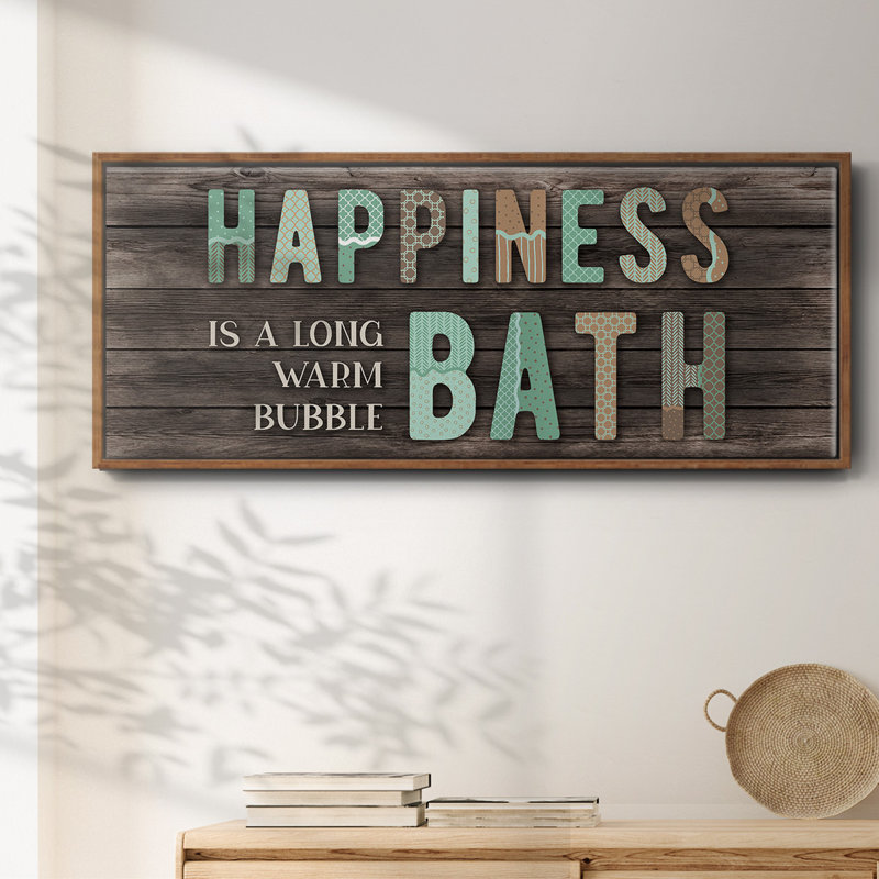 Happiness Bath- Framed Canvas, 12" H x 30" W