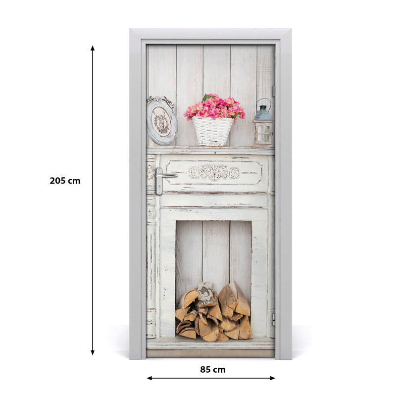 Fireplace Wood Adhesive Door Decal