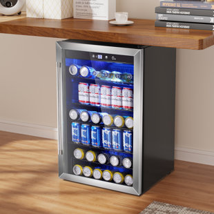 Hooure 17 in. Single Zone Freestanding 101-Cans Black Stainless Steel Beverage Cooler with Adjustable Removable Shelves