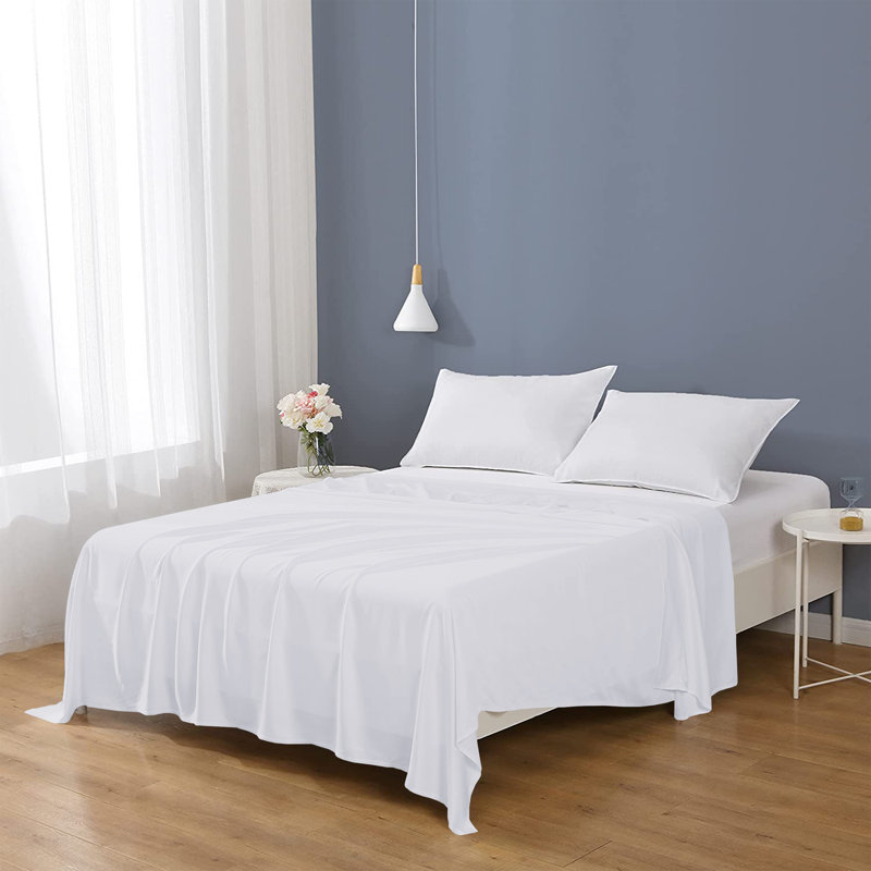 100% Egyptian Cotton Flat Sheet - Premium Soft Breathable Bed Linen, Super King (6'), White