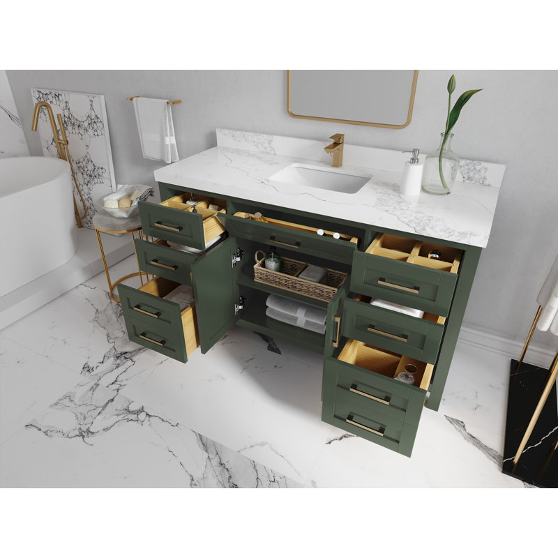 Giovengo 60'' Single Bathroom Vanity with Marble Top