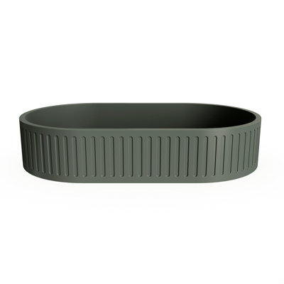 23.6'' Concrete Vessel Oval Modern Dark Green Bathroom Sink