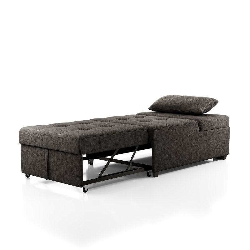 Mcroberts Upholstered Ottoman, Dark Gray