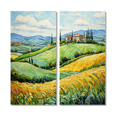Vangogh Rolling Hills III - Landscapes Vangogh Canvas Prints 2-Panels