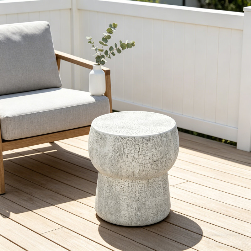 Table basse d'extérieur en tonneau moderne Modern, Gris clair