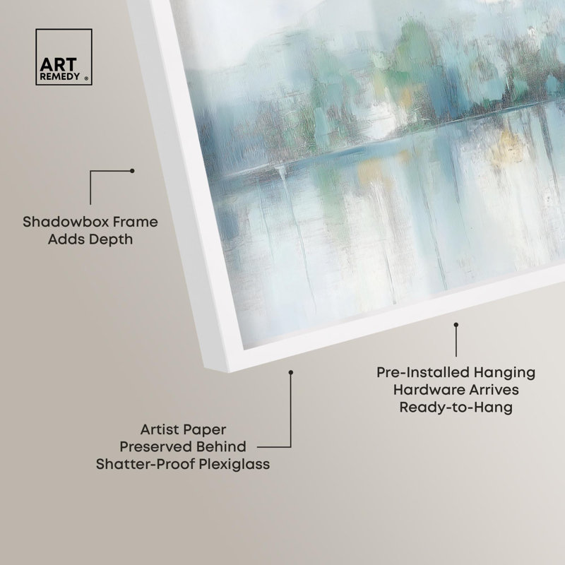 Miroir Aqua Dream II Shadowbox, impression murale sarcelle par Art Remedy, H 37 po x l 55 po, White