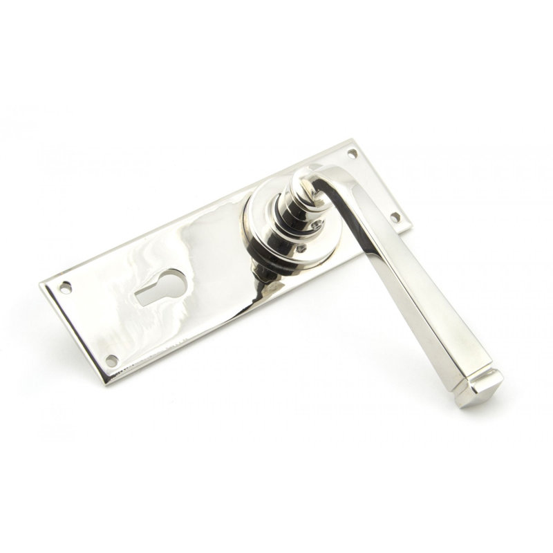 Avon Lock Door Handle Kit, Polished Nickel