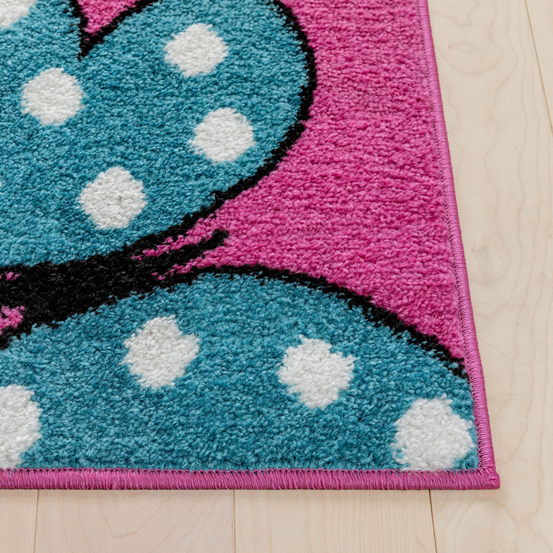 Abdulkadir Abstract Pink Area Rug, Rectangle 3'3" x 5'