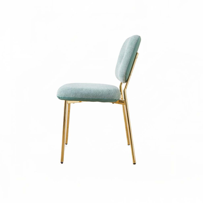 Chaises de salle à manger rembourrées, Vert, Doré