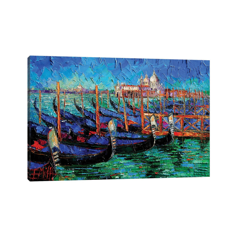 Venice Gondolas And Santa Maria Della Salute by Mona Edulesco - Wrapped Canvas Painting, 66.04 cm H x 45.72 cm W x 3.175 cm D