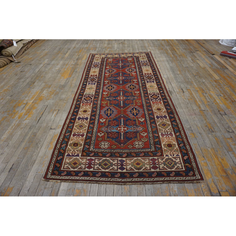 Late 19th Century Tribal Antique Bold Colorful Caucasian Kuba Rug