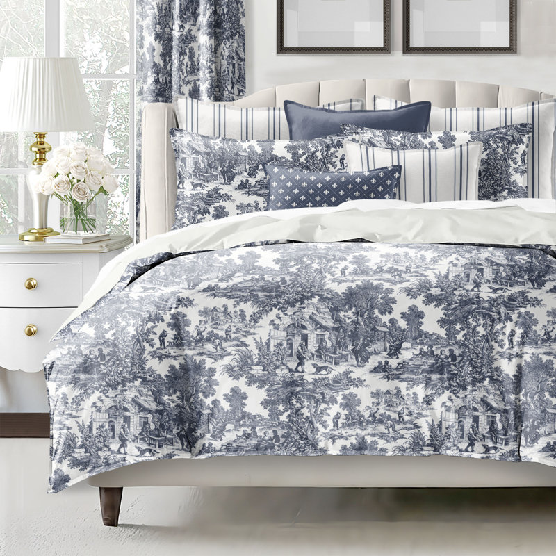Ensemble de housse de couette en coton Au Village Toile Denim 8 pièces, Housse de couette très grande + 7 pièces supplé