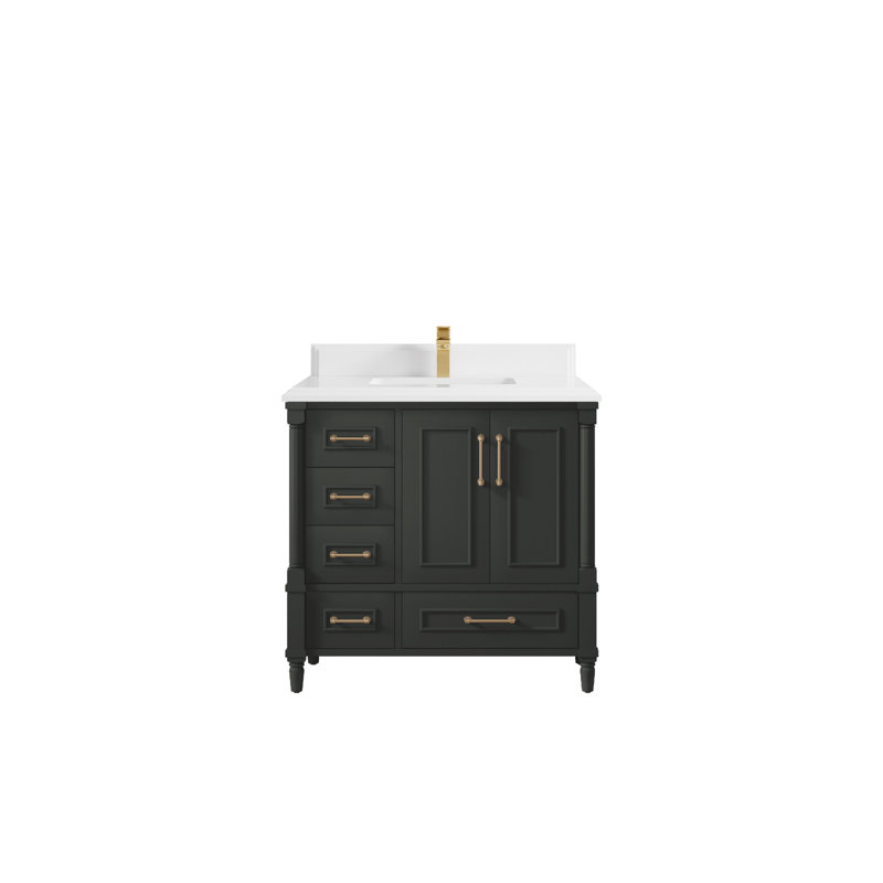 Meuble-lavabo simple 36 po avec comptoir Aberdeen, Blanc