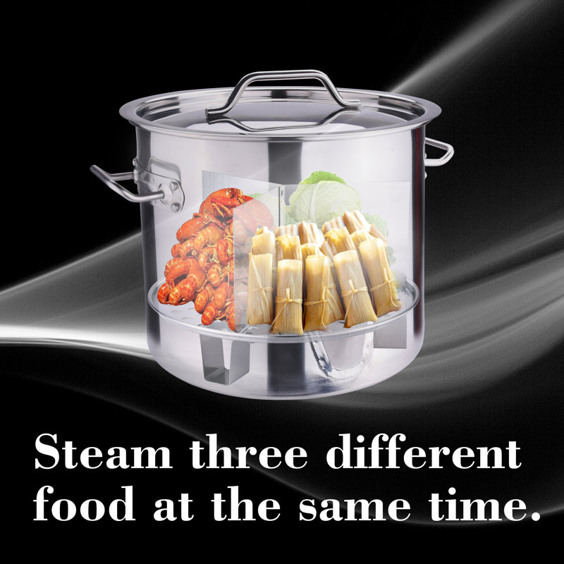 20 Quart Stainless Steel Steamer Pot with Basket Insert