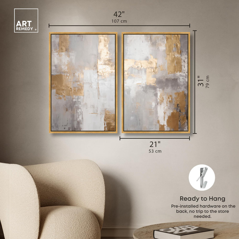 Tranquility Gold Art , H 31 po x l 21 po, Impression dans un cadre flottant sans passe-parto, Gold