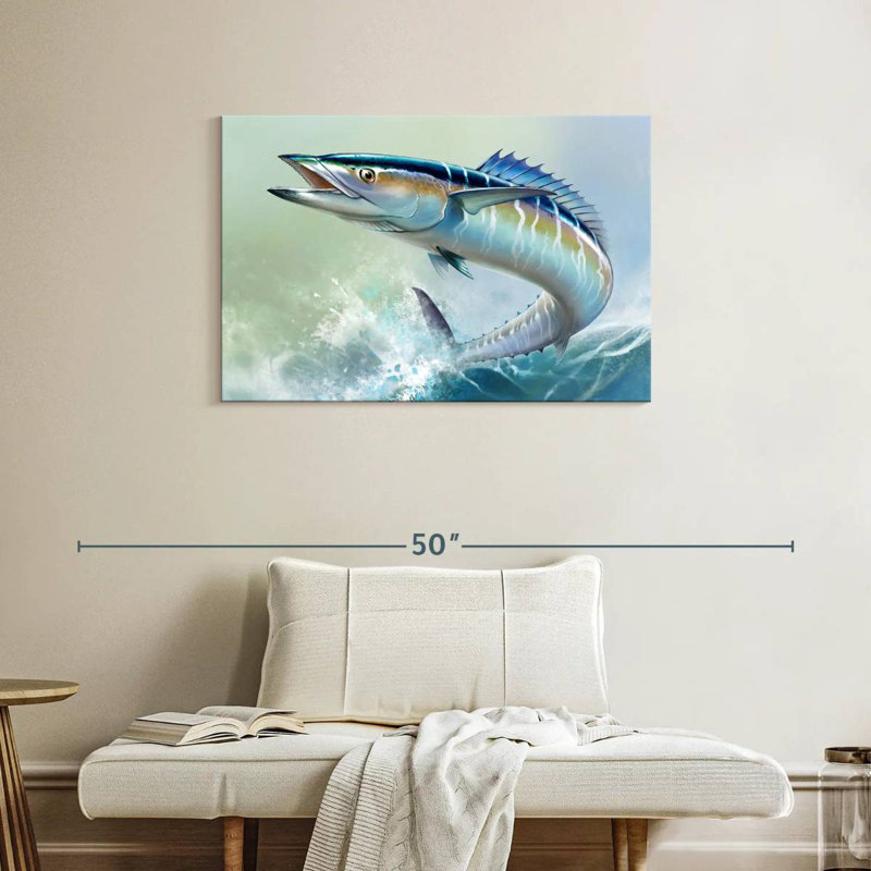 Brampt Wahoo Fish On Waves, 24" H x 36" W