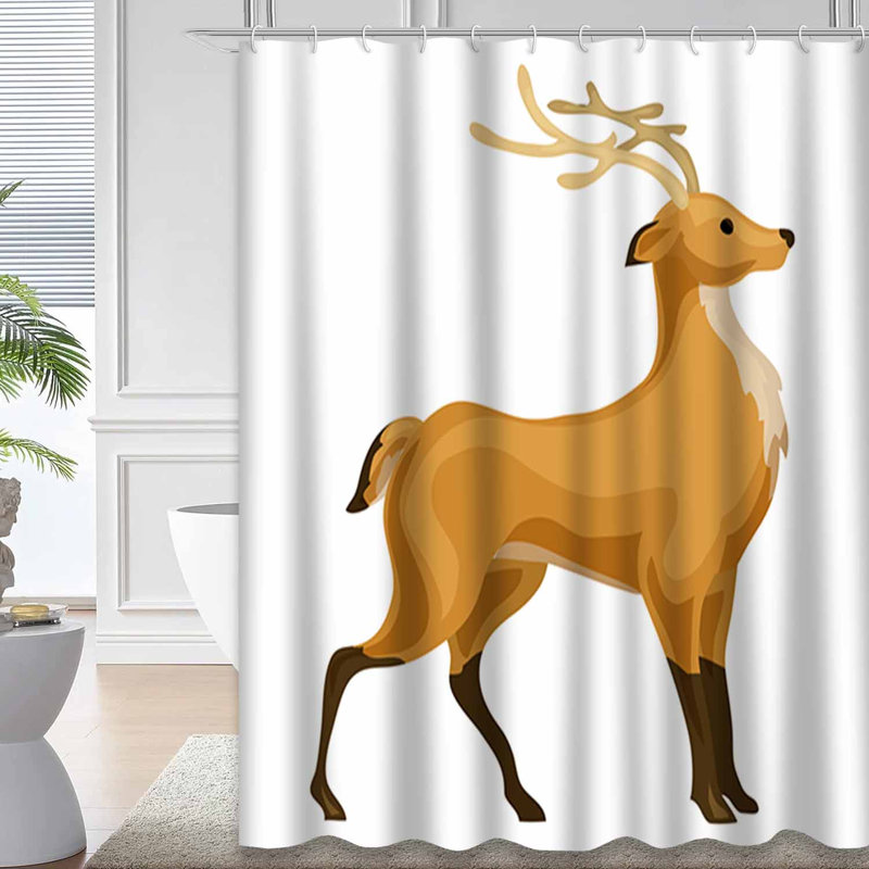Rideau de douche cerf brun avec 12 crochets, L 72 po x l 78 po
