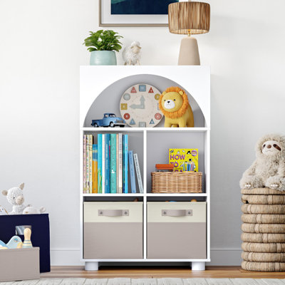 Kids Curve Appeal 23 in. 4 Cubby Bookcase – White by RiverRidge Home