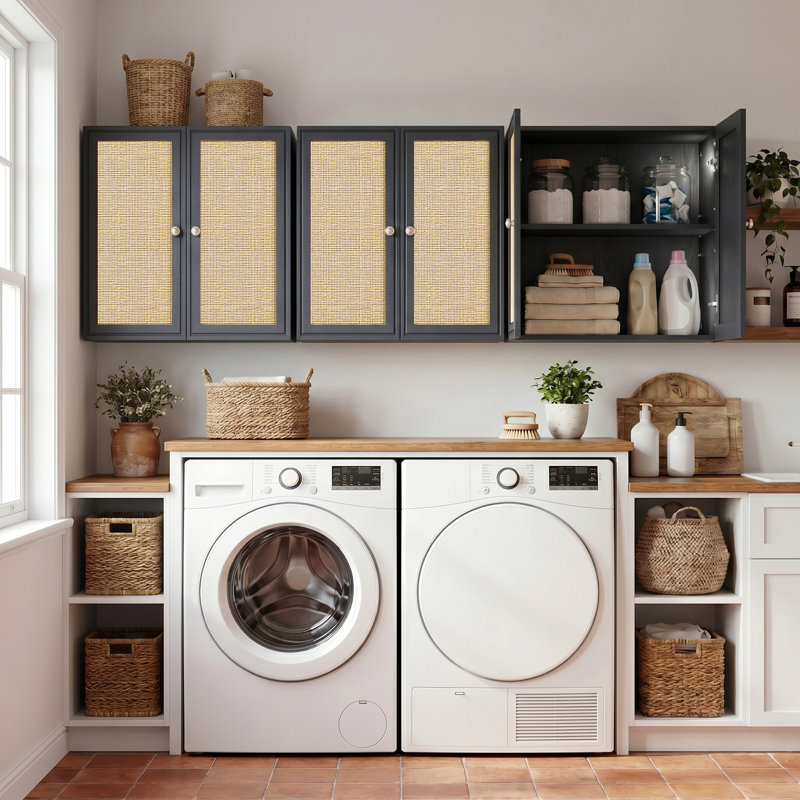 Armoire murale 24 po en rotin, armoire de cuisine avec tablettes réglables, Noir