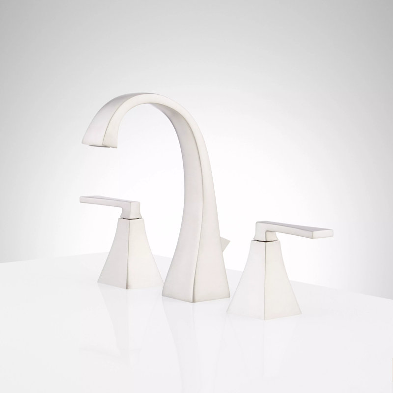 Vilamonte 1.2 GPM Widespread Bathroom Faucet with Metal Lever Handles and Pop-Up Drain Assembly, Polished Nickel