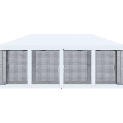 Tente à auvent escamotable 10 'x 20' avec filet, refuge solaire instantané pour l'extérieur, jardin, patio, blanc crème, vaste espace intérieur