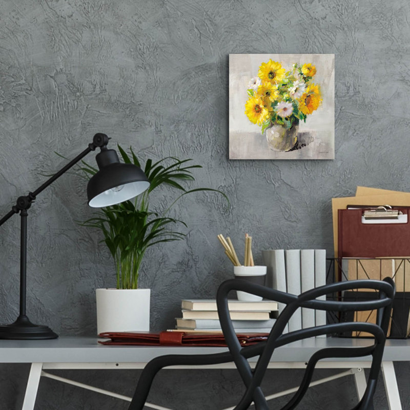 «Sunflower Still Life 1 On Grey» par Danhui Nai, art mural en verre acrylique