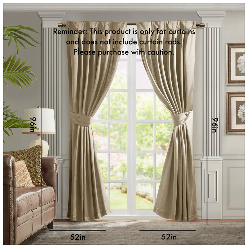 Picazo Single Curtain Panel, Champagne, 52" W x 96" L