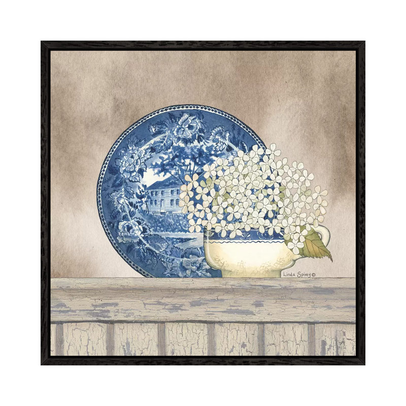Farmhouse Blues I by Linda Spivey - Painting on Canvas, Black Floater Framed, 66.04cm H x 66.04cm W x 3.81cm D