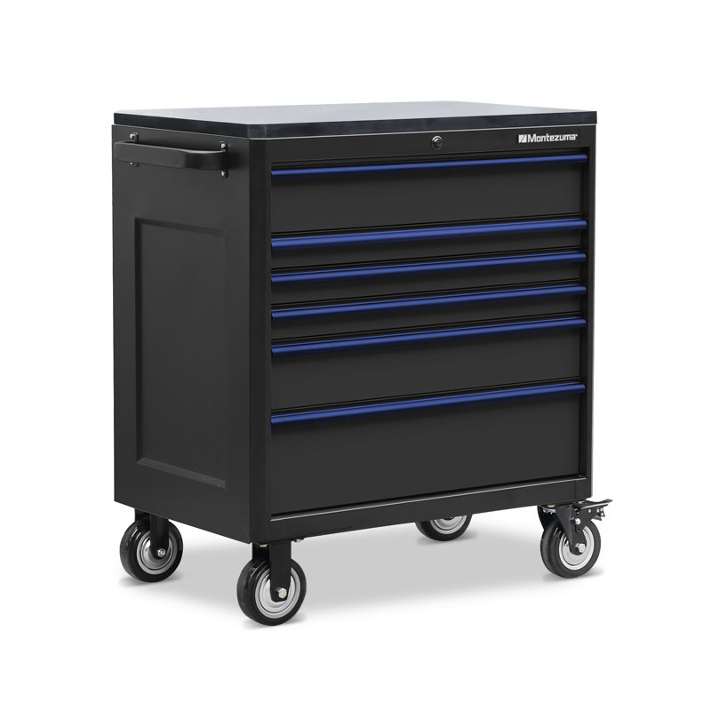 36.61'' W 6 -Drawer Steel Bottom Rollaway Chest with Wheels