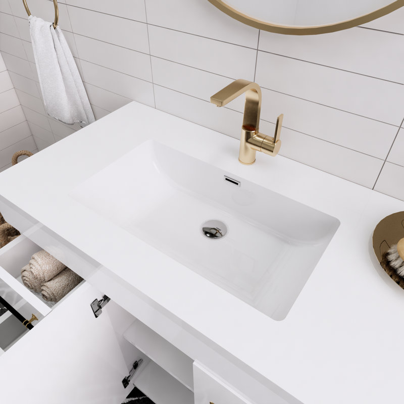 Ensemble de meuble-lavabo double 72 po Spring, Blanc lustré