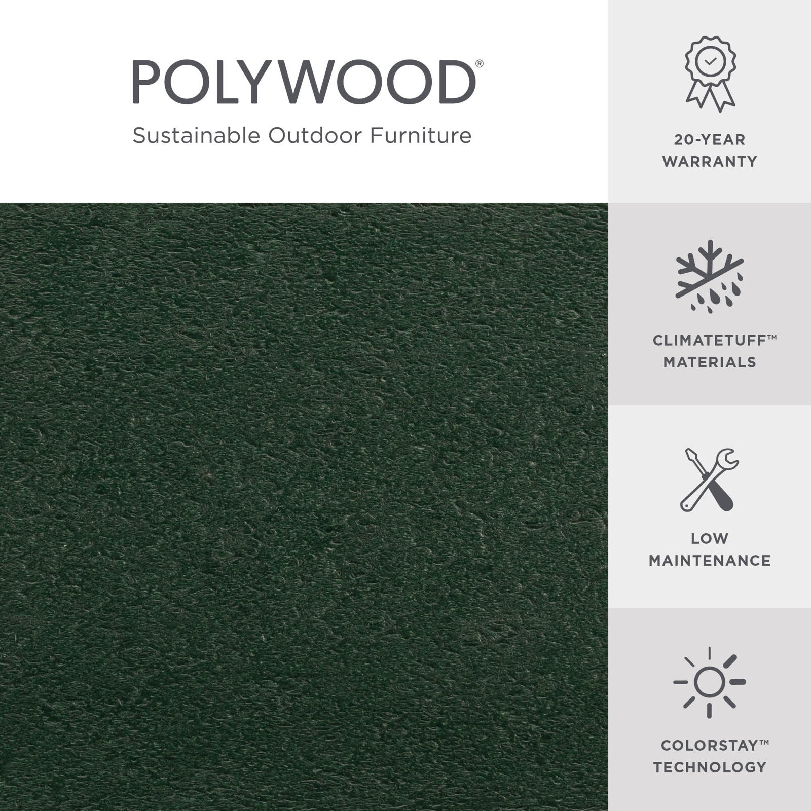 POLYWOOD® Classic Adirondack 49" Garden Bench, Hunter Green