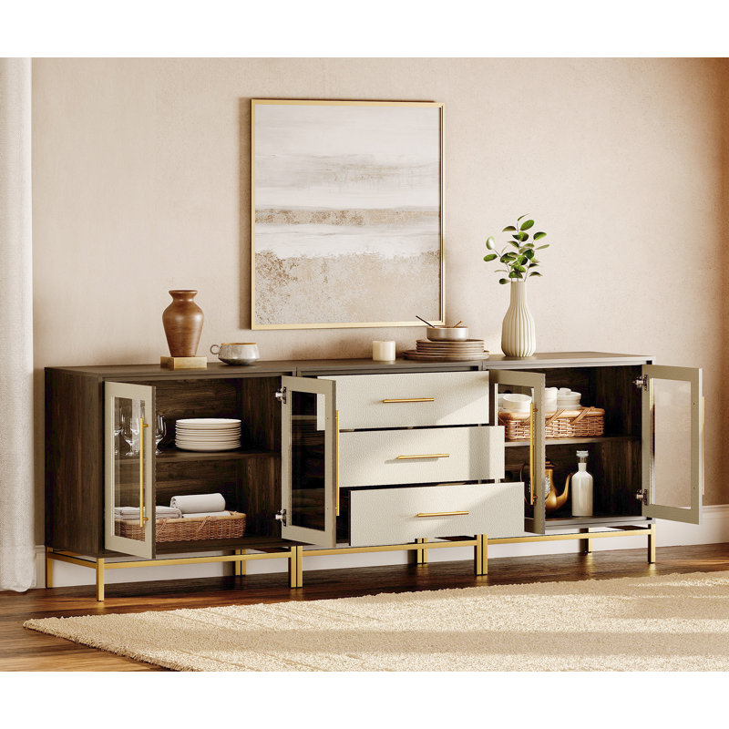  Buffet de cuisine avec portes en cuir et verre