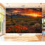 Papier peint adhésif peler et coller Cactus Wildflower Desert Sunset Vibrant Sky Mountains, art mural auto-adhésif et amovible-131412992
