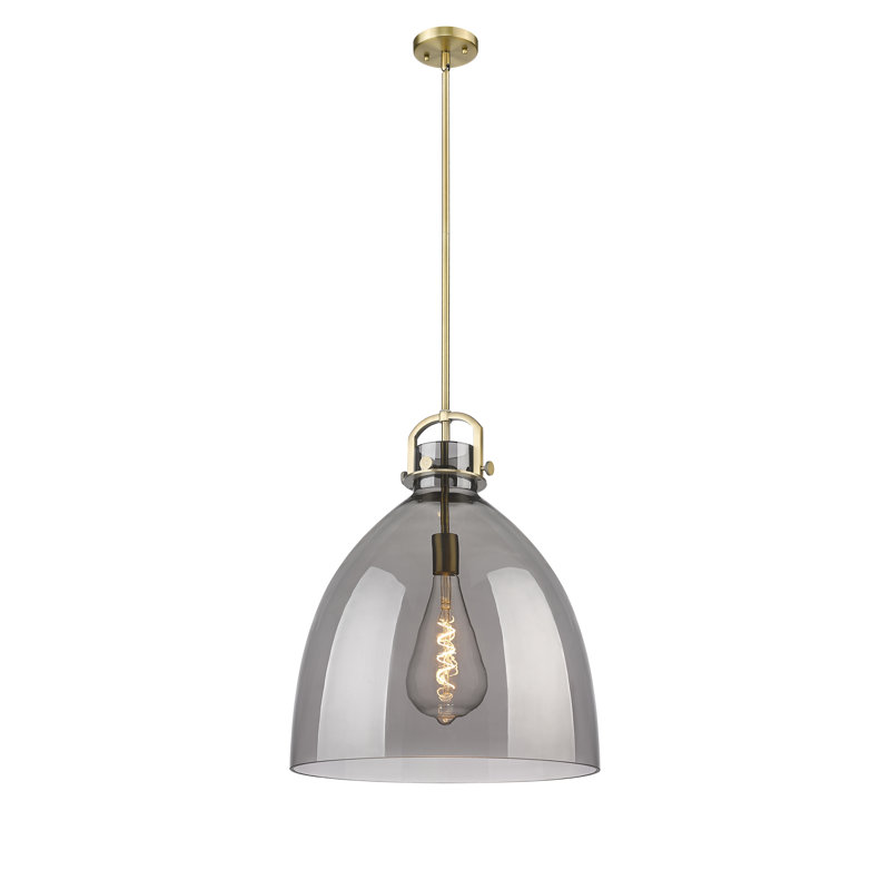 Luminaire suspendu 1 lumière Badillo, Laiton brossé, Plaqué couleur fumée, H 22 po x l 18 po x P 18 po
