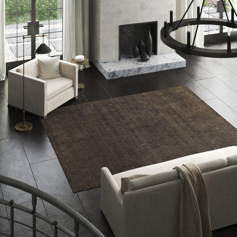 Gabbeh Wool Area Rug in Dark Brown