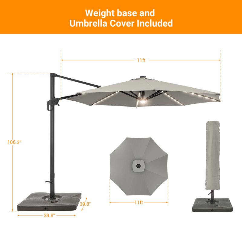Parasol en porte-à-faux 11 'Kandee, Gris