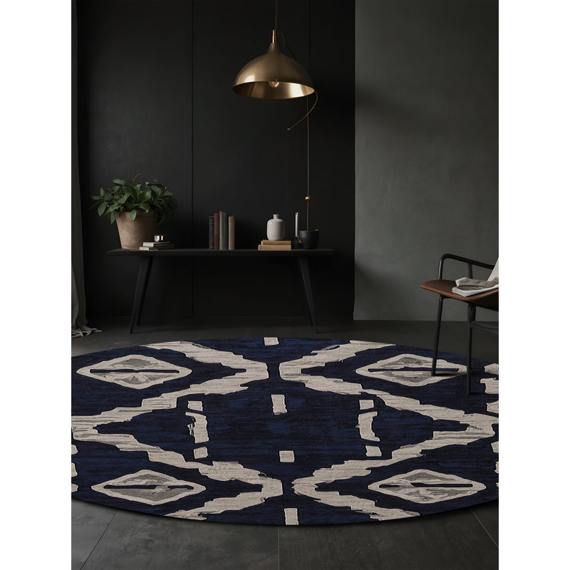 Machine Washable Gray Area Rug, Round 3'