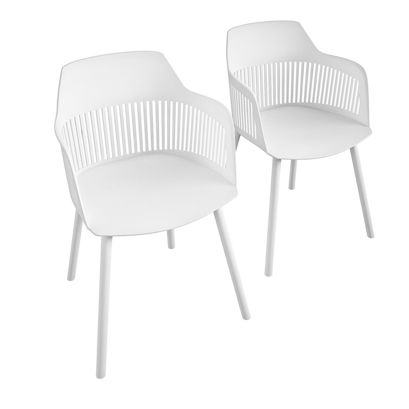 Patio Dining Armchair with Cushion, White