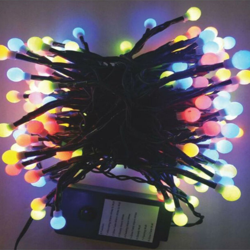 LED G10 Berry Christmas Lights - Multi-Color - 16.5 Ft Green Wire - 200Ct